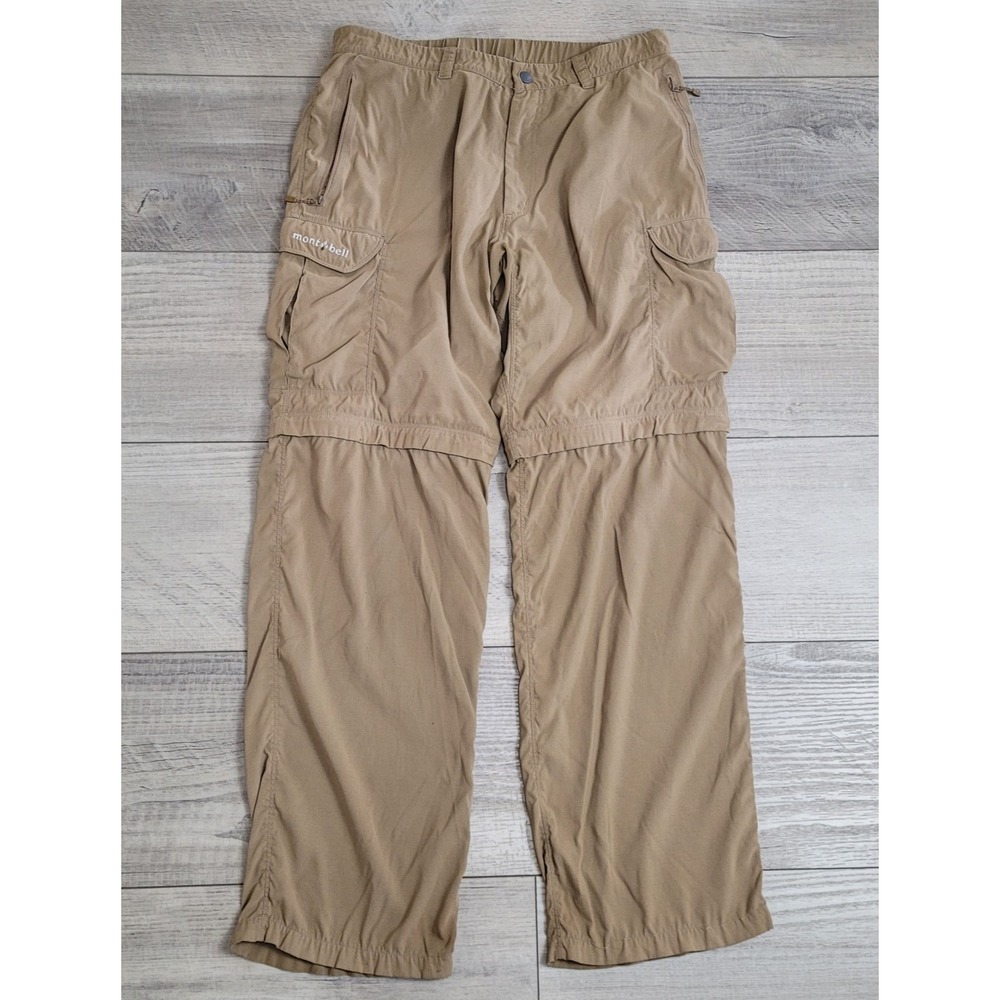 🌲Montbell Pants Men's M 32x31 Khaki Stretch Cargo Convertible Hiking Gorpcore